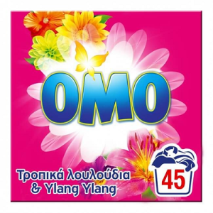 OMO Σκόνη Πλυντηρίου Ρούχων Τροπικά Λουλούδια 45 Μεζ.