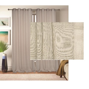 Κουρτίνα Σχέδιο Lisa 140x260cm έτοιμη ραμμένη με κρίκους 100% πολ BEIGE