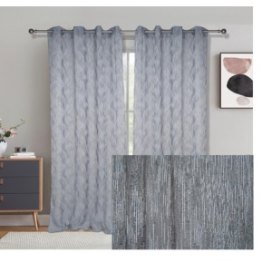 Κουρτίνα Σχέδιο Amelia 140x260cm ζακαρ έτοιμη ραμμένη με κρίκους 100% πολ ΓΚΡΙ