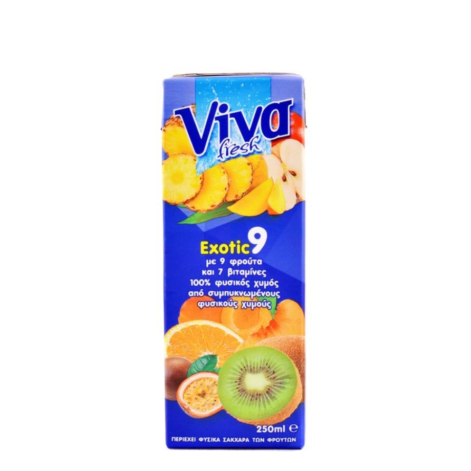 Viva Fresh Exotic 100% Φυσικός Χυμός 9 Φρούτα Με 7 Βιταμίνες 250ml