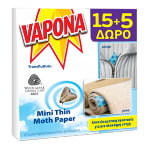 Vapona Σκοροκτόνο Χαρτί 12+5 Φύλλα