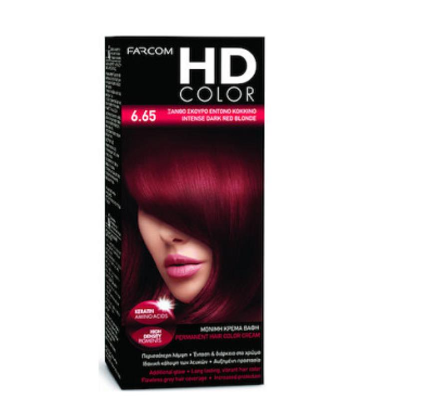 Farcom HD Βαφή 6.65 Ξανθό Σκούρο Έντονο Κόκκινο 60ml