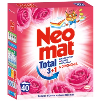 NEOMAT Σκόνη πλυντηρίου Total Άγριο Τριαντάφυλλο (40 μεζ  2kg)