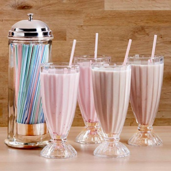 Ποτήρι Milkshake Ρίγες 350ml Σετ 6 τμχ