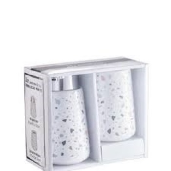 ΣΕΤ ΜΠΑΝΙΟΥ 2ΤΕΜ.TERRAZZO WHITE DISPENSER+ΒΟΥΡΤΣΟΘ
