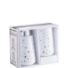 ΣΕΤ ΜΠΑΝΙΟΥ 2ΤΕΜ.TERRAZZO WHITE DISPENSER+ΒΟΥΡΤΣΟΘ
