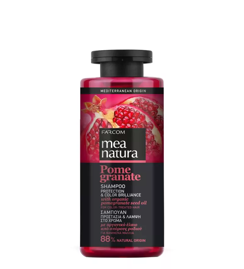 Mea Natura Pomegranate Protection & Colour Brilliance, Σαμπουάν Προστασίας & Λάμψης για Βαμμένα Μαλλιά, 300ml
