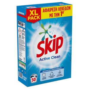 SKIP Απορρυπαντικό Πλυντηρίου Ρούχων Σκόνη Active Clean 50 πλύσεις