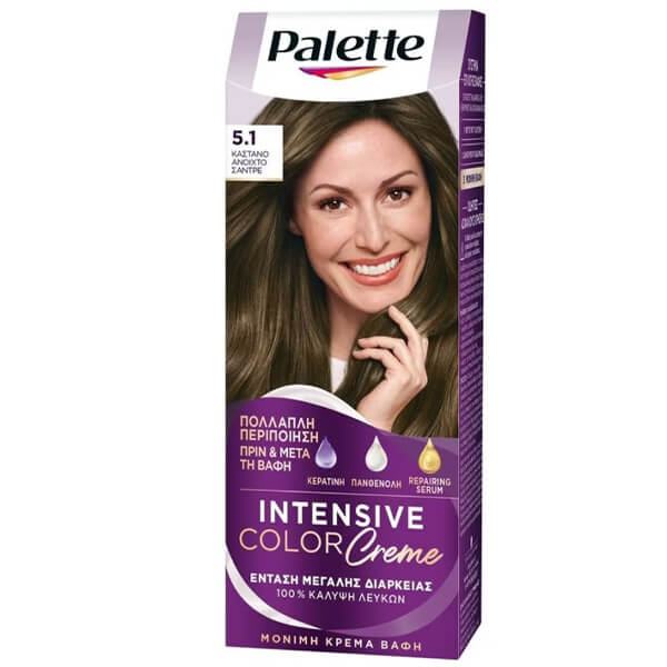 Palette Intensive Color Creme Βαφή Μαλλιών 5.1 Καστανό Ανοιχτό Σαντρέ 50ml
