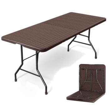 ΤΡΑΠΕΖΙ ΠΛΑΣΤΙΚΟ ΠΤΥΣΣΟΜΕΝΟ ΟΡΘ/ΝΙΟ 180*70*74CM RATTAN