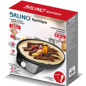 BRUNO ΚΡΕΠΙΕΡΑ 30ΕΚ. 1200W ΜΕ ΡΥΘΜΙΖΟΜΕΝΟ ΘΕΡΜΟΣΤΑΤΗ ΚΑΙ ΕΞΑΡΤ. ΜΑΥΡΗ