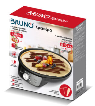 BRUNO ΚΡΕΠΙΕΡΑ 30ΕΚ. 1200W ΜΕ ΡΥΘΜΙΖΟΜΕΝΟ ΘΕΡΜΟΣΤΑΤΗ ΚΑΙ ΕΞΑΡΤ. ΜΑΥΡΗ
